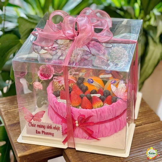 BÁNH KEM TRÁI CÂY NHẬP KHẨU MIX HOA TƯƠI 120