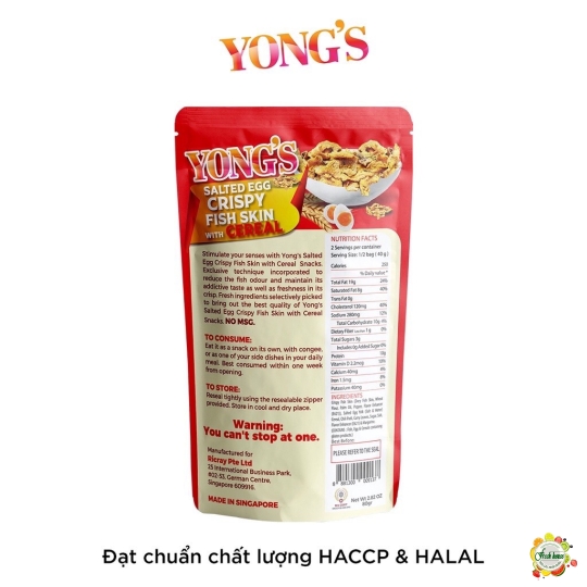 (HẾT HÀNG)SNACK YONG’S DA CÁ HỒI GIÒN SINGAPORE