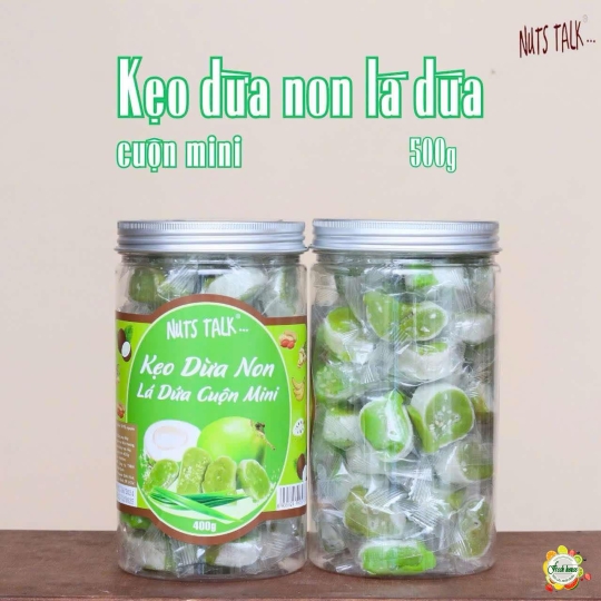 Kẹo dừa non lá dứa cuộn mini 